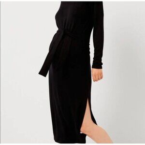 Bb Dakota By Steve Madden Maternity Dress Black Long-Sleeve Belted Midi Dress XS